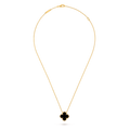 Van Cleef & Arpels Vintage Alhambra Medium Four-Leaf Clover Necklace in Black Onyx