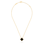 Van Cleef & Arpels Vintage Alhambra Medium Four-Leaf Clover Necklace in Black Onyx