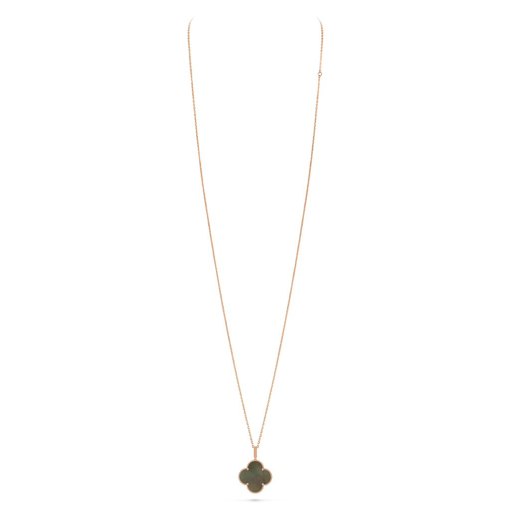 Van Cleef & Arpels Alhambra Four-Leaf Clover Collection Grey Mother-of-Pearl Necklace