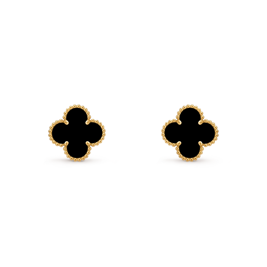 Van Cleef & Arpels Vintage Alhambra Collection Onyx Four-Leaf Clover Earrings