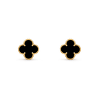 Van Cleef & Arpels Vintage Alhambra Collection Onyx Four-Leaf Clover Earrings