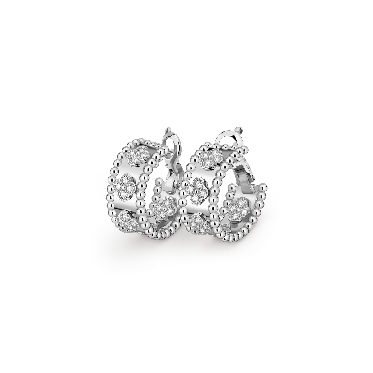 Van Cleef & Arpels Perlée Collection Four-Leaf Clover Hoop Earrings