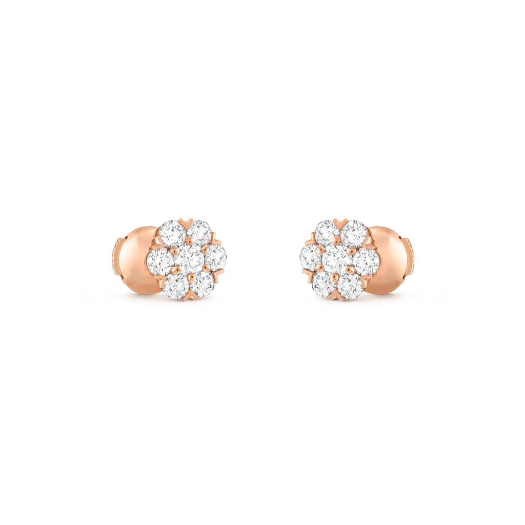 Van Cleef & Arpels Fleurette collection rose gold diamond stud earrings