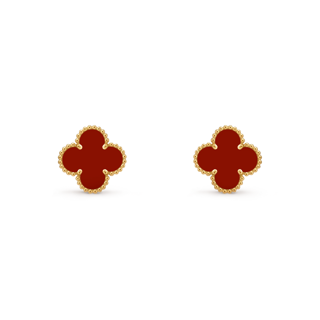 Van Cleef & Arpels Vintage Alhambra Collection Carnelian Four-Leaf Clover Earrings