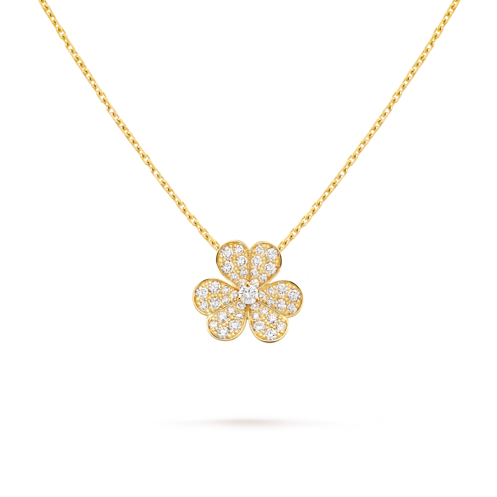 Van Cleef & Arpels Frivole Collection Clover Full Diamond Necklace