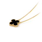 Van Cleef & Arpels Vintage Alhambra Medium Four-Leaf Clover Necklace in Black Onyx