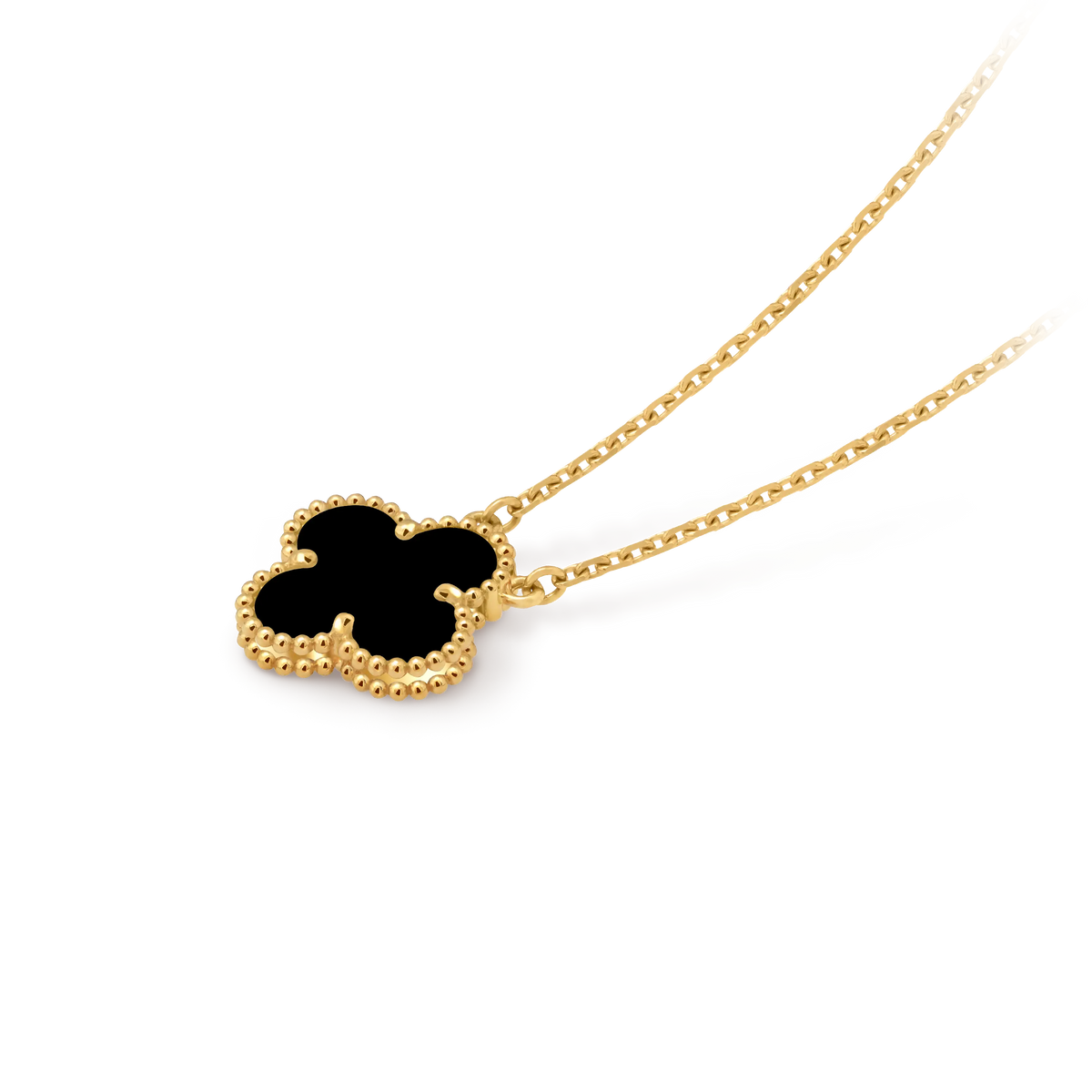 Van Cleef & Arpels Vintage Alhambra Medium Four-Leaf Clover Necklace in Black Onyx