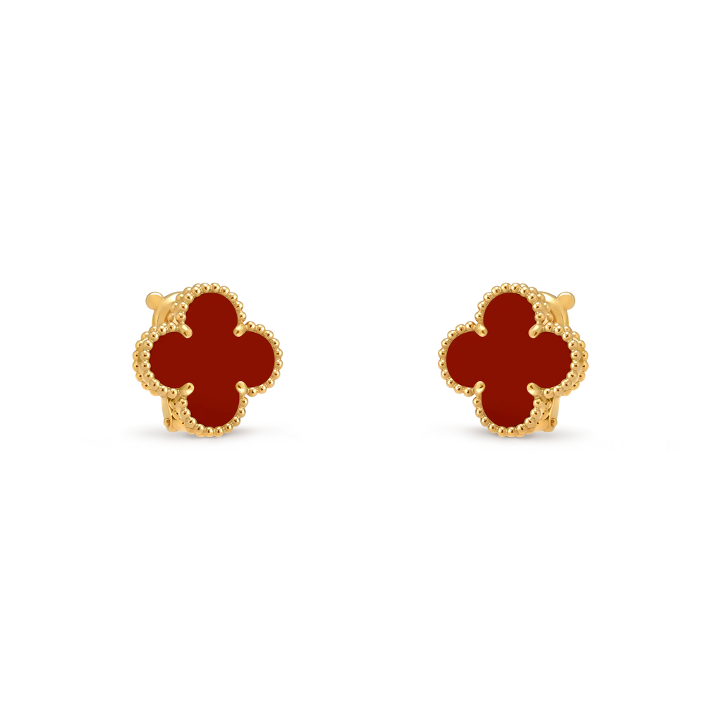 Van Cleef & Arpels Vintage Alhambra Collection Carnelian Four-Leaf Clover Earrings