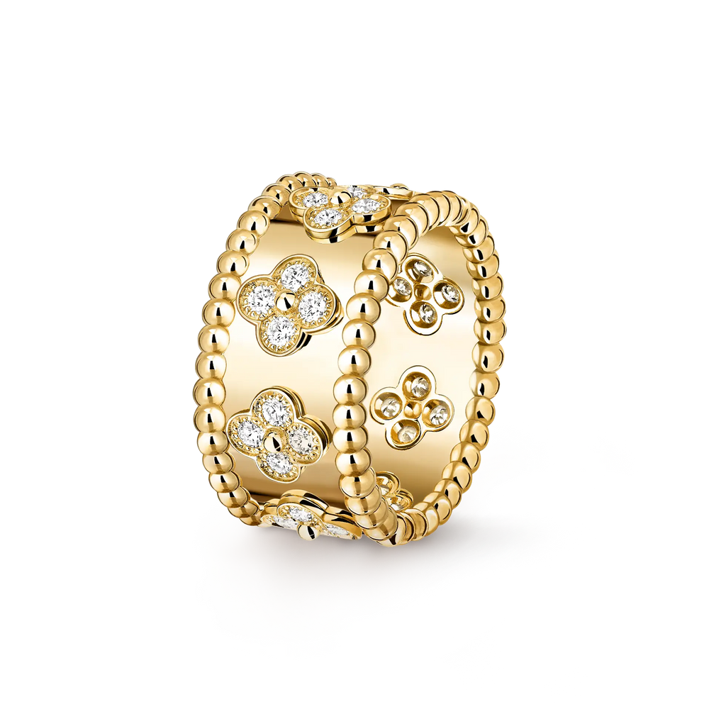 Van Cleef & Arpels Perlée Clovers collection wide four-leaf clover ring