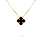 Van Cleef & Arpels Vintage Alhambra Medium Four-Leaf Clover Necklace in Black Onyx