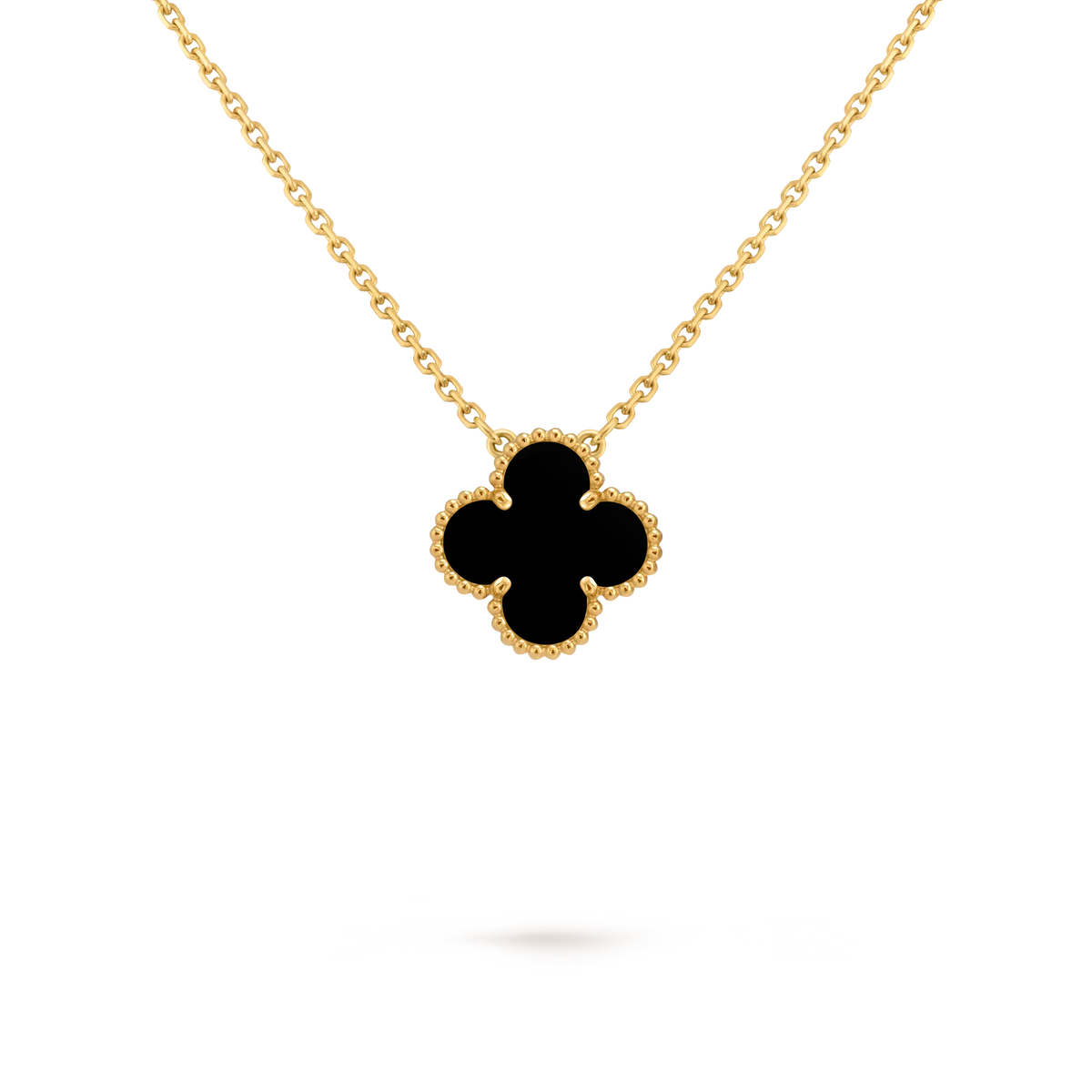 Van Cleef & Arpels Vintage Alhambra Medium Four-Leaf Clover Necklace in Black Onyx