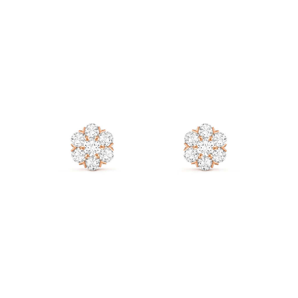 Van Cleef & Arpels Fleurette collection rose gold diamond stud earrings