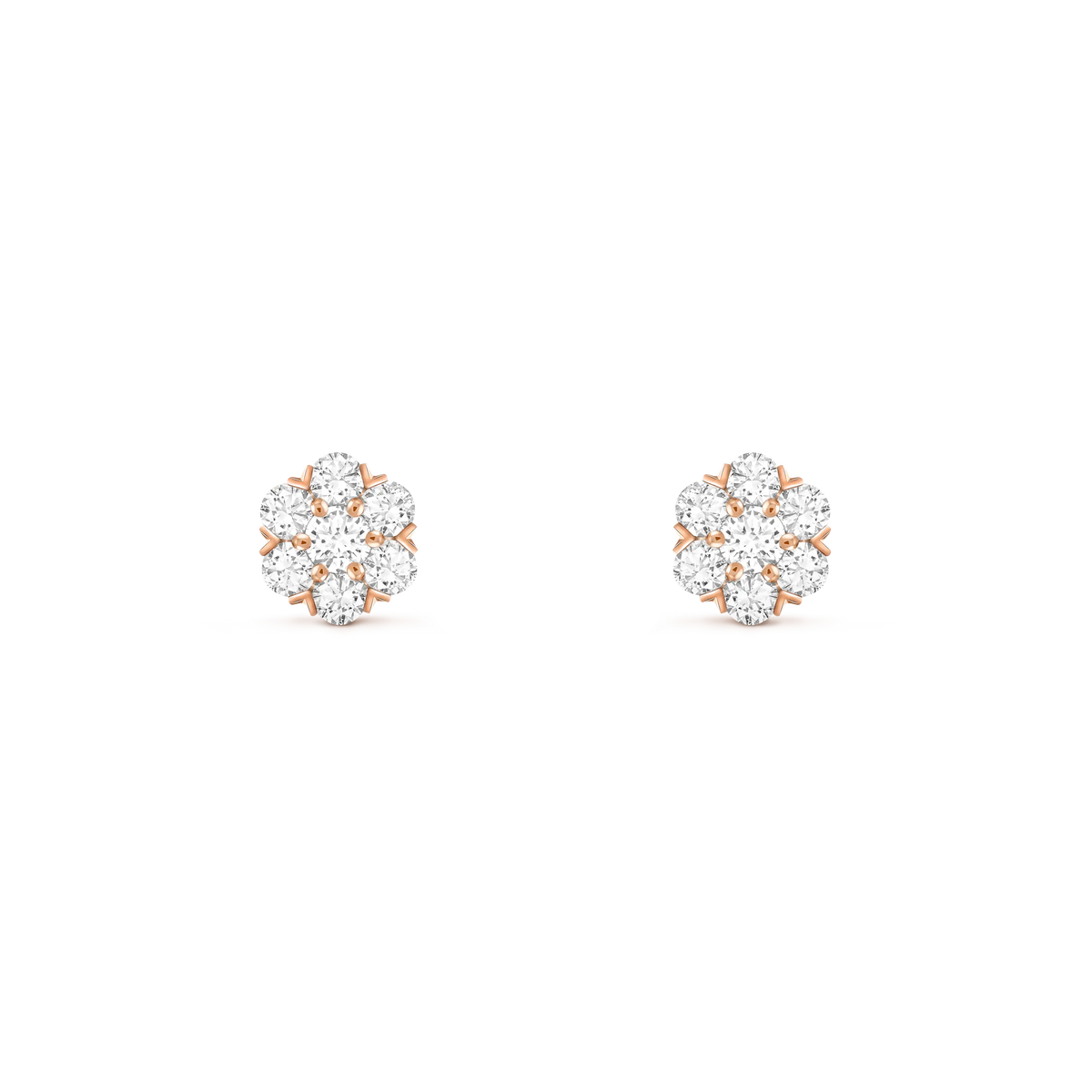 Van Cleef & Arpels Fleurette collection rose gold diamond stud earrings