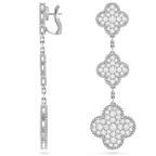 Van Cleef & Arpels Magic Alhambra Collection Trefoil White Gold Long Earrings with Full Diamonds