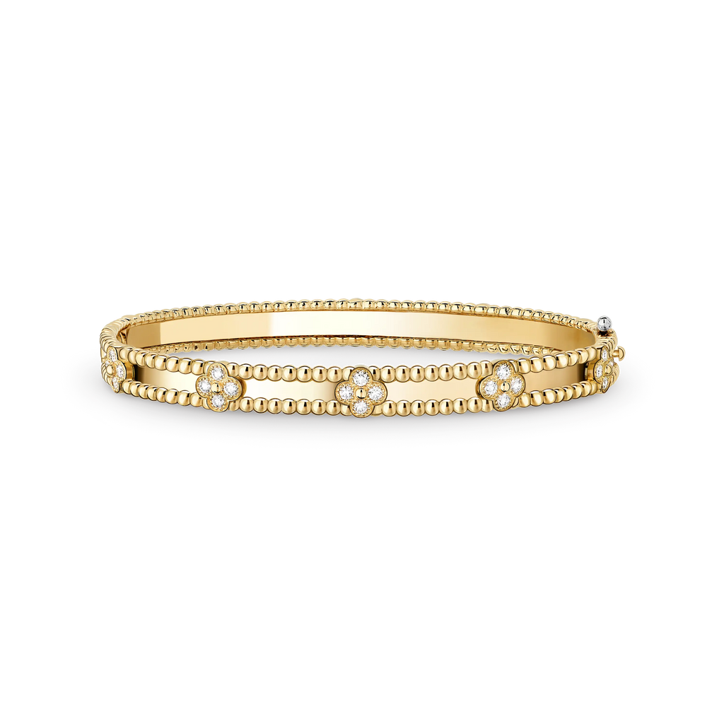 Van Cleef & Arpels Perlée Collection Four-Leaf Clover Bangle with Beaded Edge