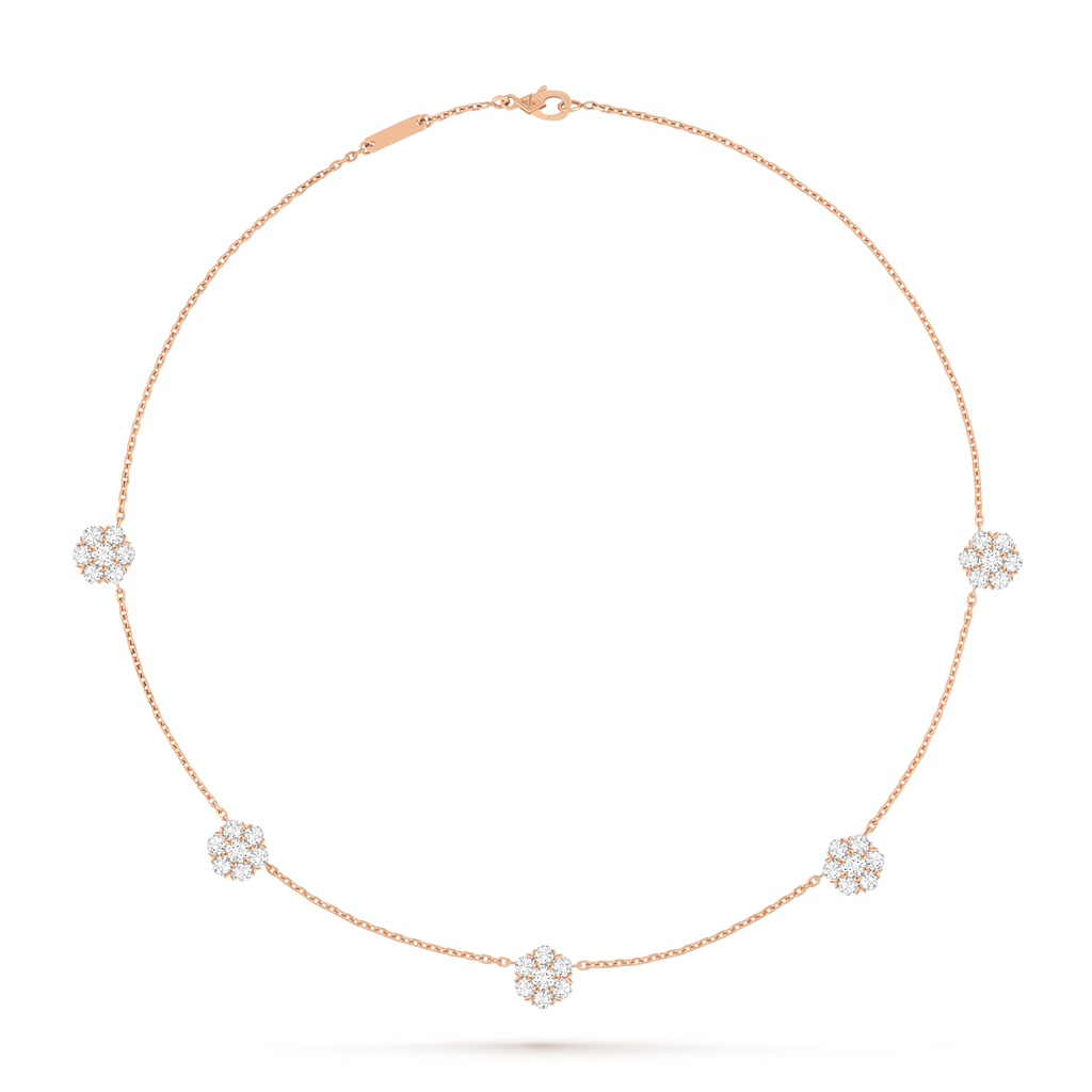 Van Cleef & Arpels Fleurette Collection Five-Diamond Floral Necklace