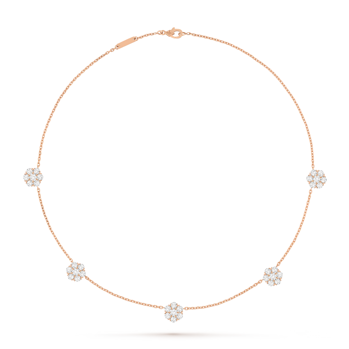 Van Cleef & Arpels Fleurette Collection Five-Diamond Floral Necklace