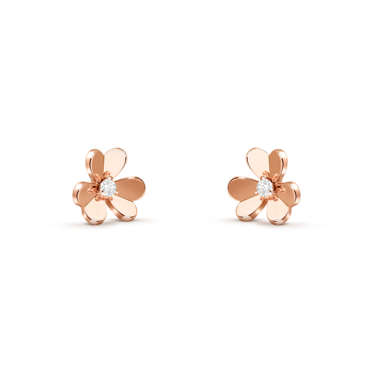 Van Cleef & Arpels Frivole Collection Three-Petal Flower Earrings